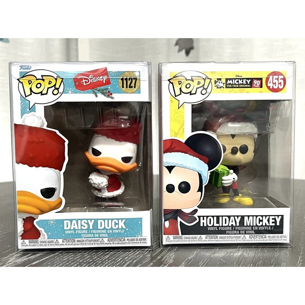 Funko Pop! Disney Holiday Mickey Mouse #455 and Daisy Duck #1127, w/ Protectors
